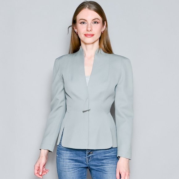 THIERRY MUGLER Vintage Seafoam Wool Structured Blazer - Picture 7 of 14